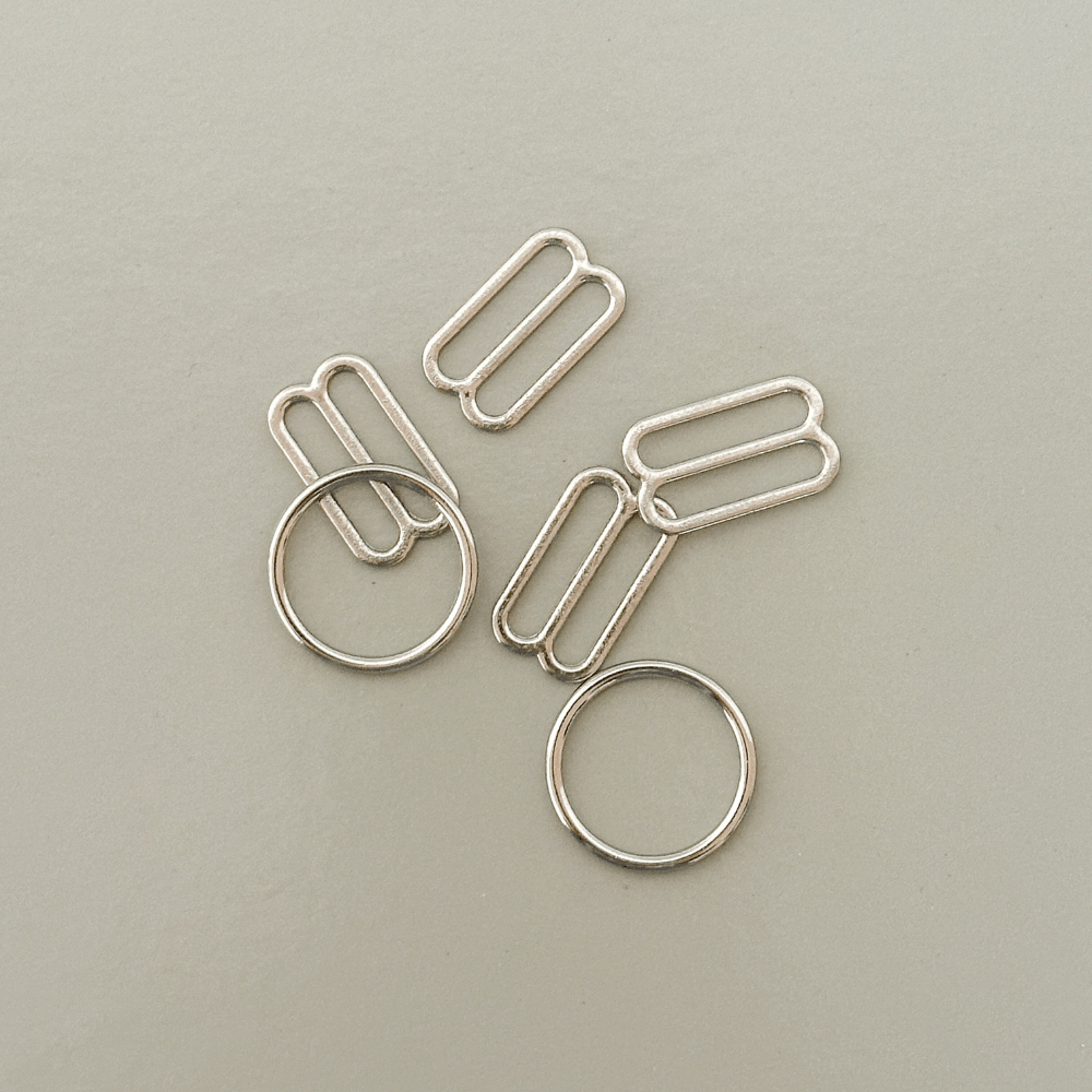 BH ring og skyder sæt – metal justeringsdele til stropper - Gaia Garn - 